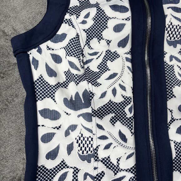 Kate and Lily Sleeveless Dress Double Zip Front Career Navy White Size 6 E173 - Picture 2 of 10
